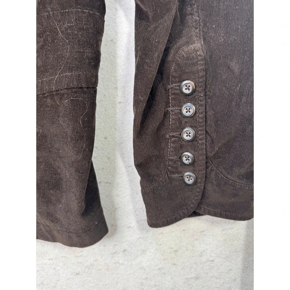 VTG Y2K Blazer Womens 1X Brown Corduroy Stretch Button Front Dark Academia Indie
